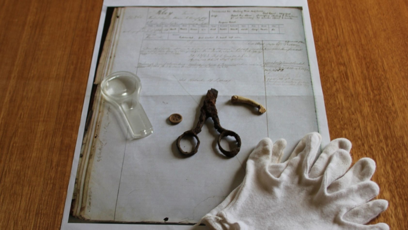 image of convict records and some artefacts at Port Arthur
